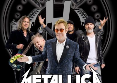 Metallica Elton John love lies bleeding horns up